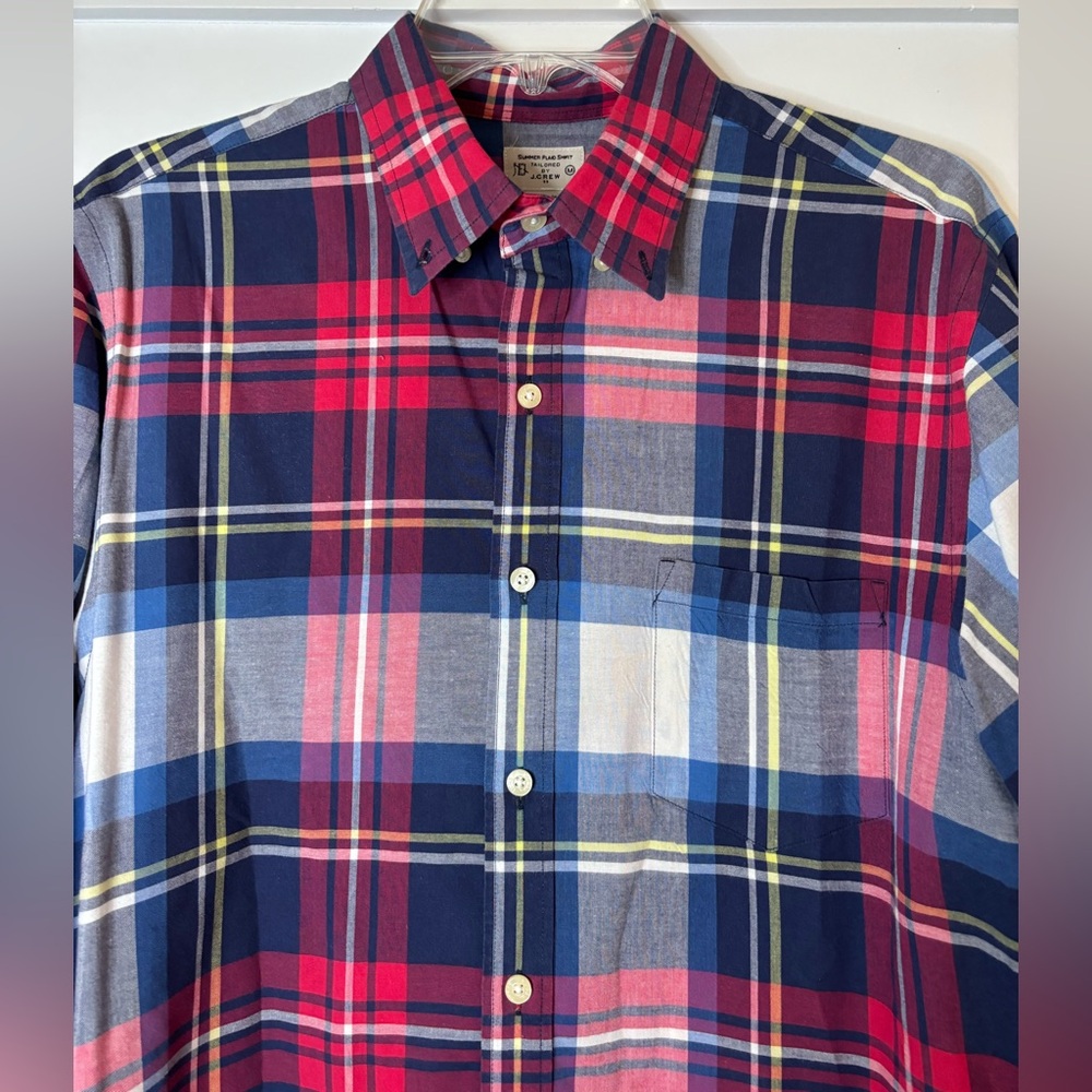 J. Crew Men's Plaid Shirt - Red, Blue, and Yellow size medium